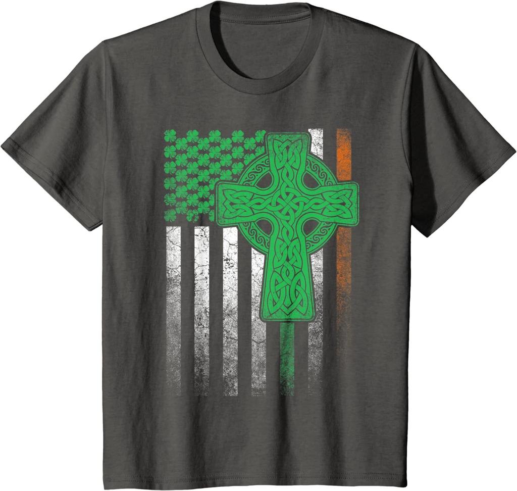 Irish American Flag Ireland Flag St Patricks Day Gift Youth Unisex T-shirt