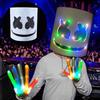 Светодиодная маска и перчатки DJ Marshmello Головной шлем Светящаяся Косплей Головной убор для мужчин и женщин Музыкальный фестиваль Реквизит для Хэллоуина