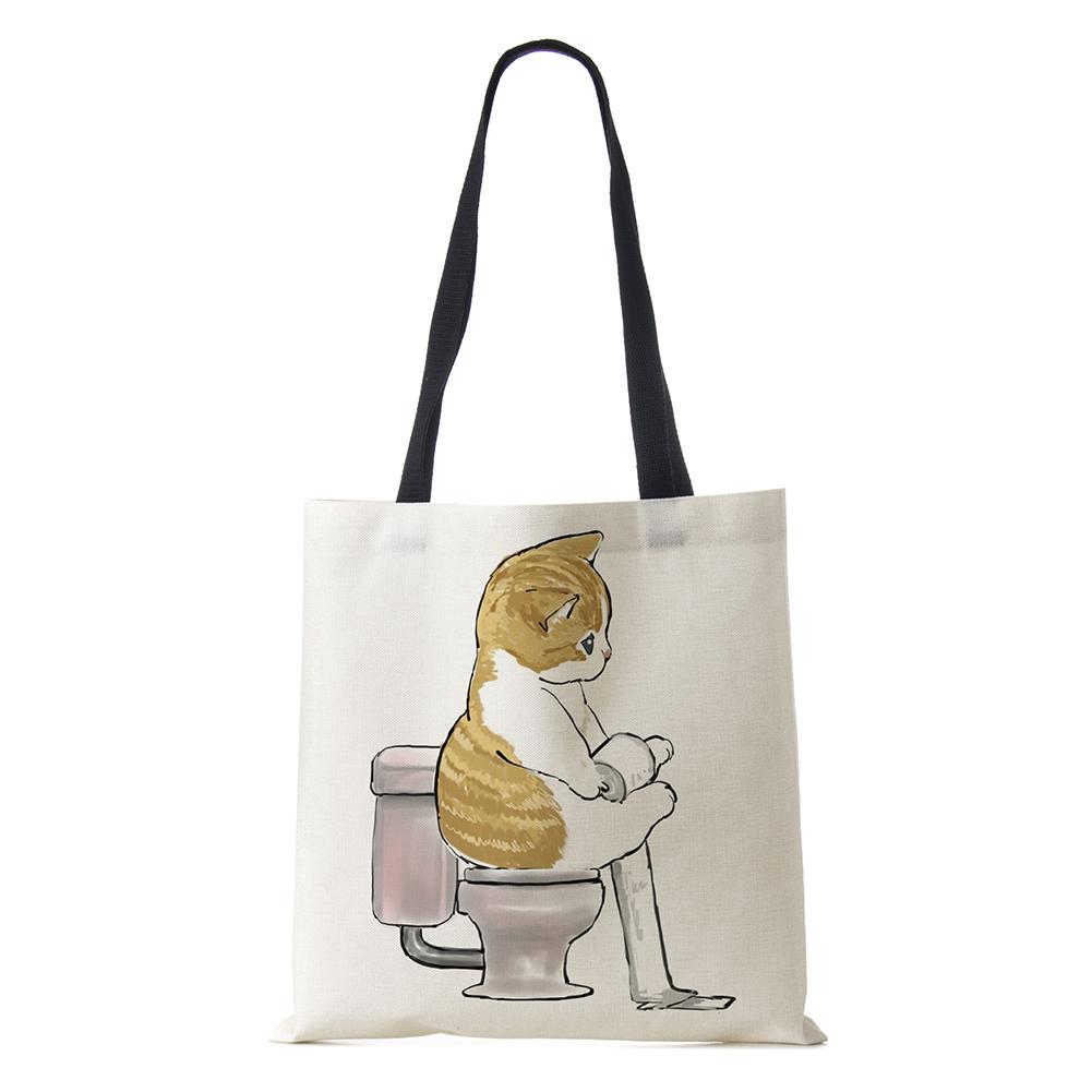 Сумка на плечо с рисунком собаки, винтажная женская многоразовая холщовая сумка-тоут в стиле Харадзюку, Повседневная складная сумка для покупок, 2022 г.