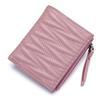 Genuine Sheepskin Luxury Quilted Leather Short Wallet for Women Korean Small Coin Purse Fashion Bifold Female Purse Card Holder