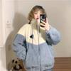 Winter Women Hoodies Velvet Patchwork Zip-up Long Sleeve Lambswool Oversized Fleece Coats Casual Korean Warm White Sweatshirt