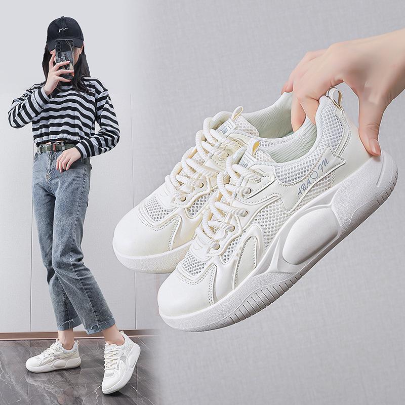 2024 маленькие белые туфли детские осенние новые корейская версия ins студенческие повседневные спортивные универсальные дышащие сетчатые кеды женские