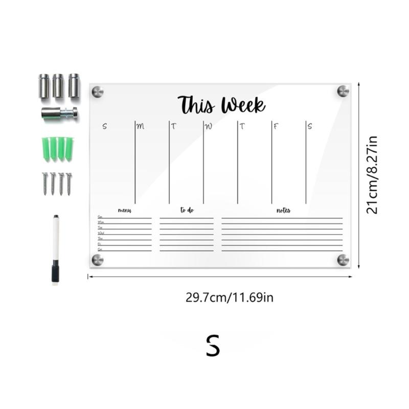 Weekly Planner Acrylic Board Clear Daily Record Board Wall Mounted To Do List Whiteboard Weekly Working Cooking Record Board
