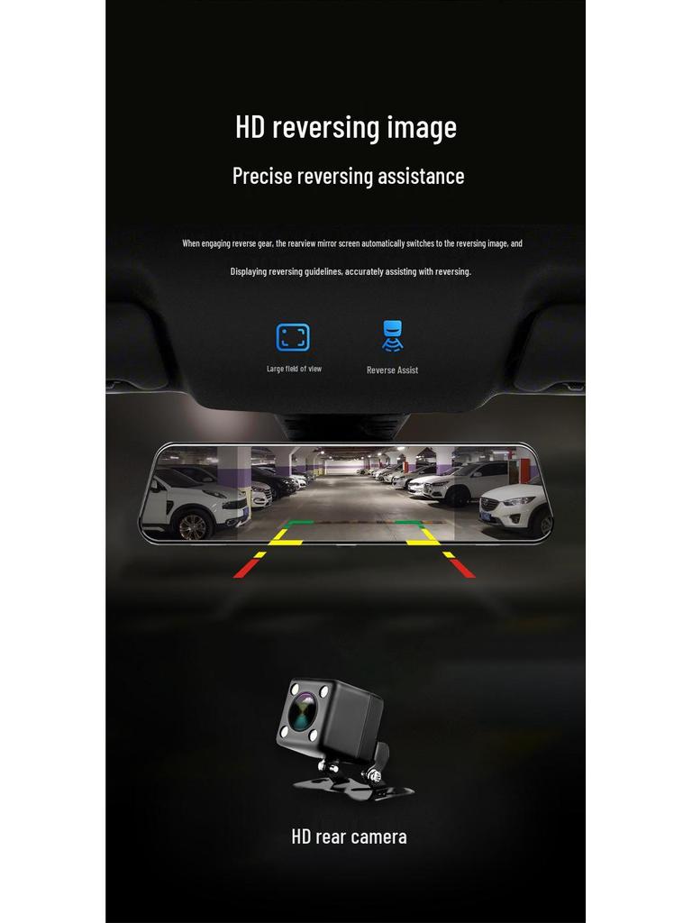 HD видеорегистратор с ночным видением: Двойная запись спереди и сзади, большой экран, с мониторингом парковки.