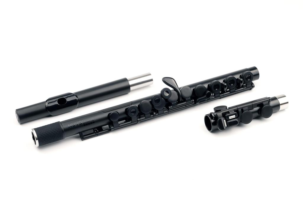 NUVOBand NB300FBK Plastic Wind Fully Black Wall and Fingering Instrument, Waterproof, C-Key Flute, [Includes Case, Hanger, Swab, Chart]