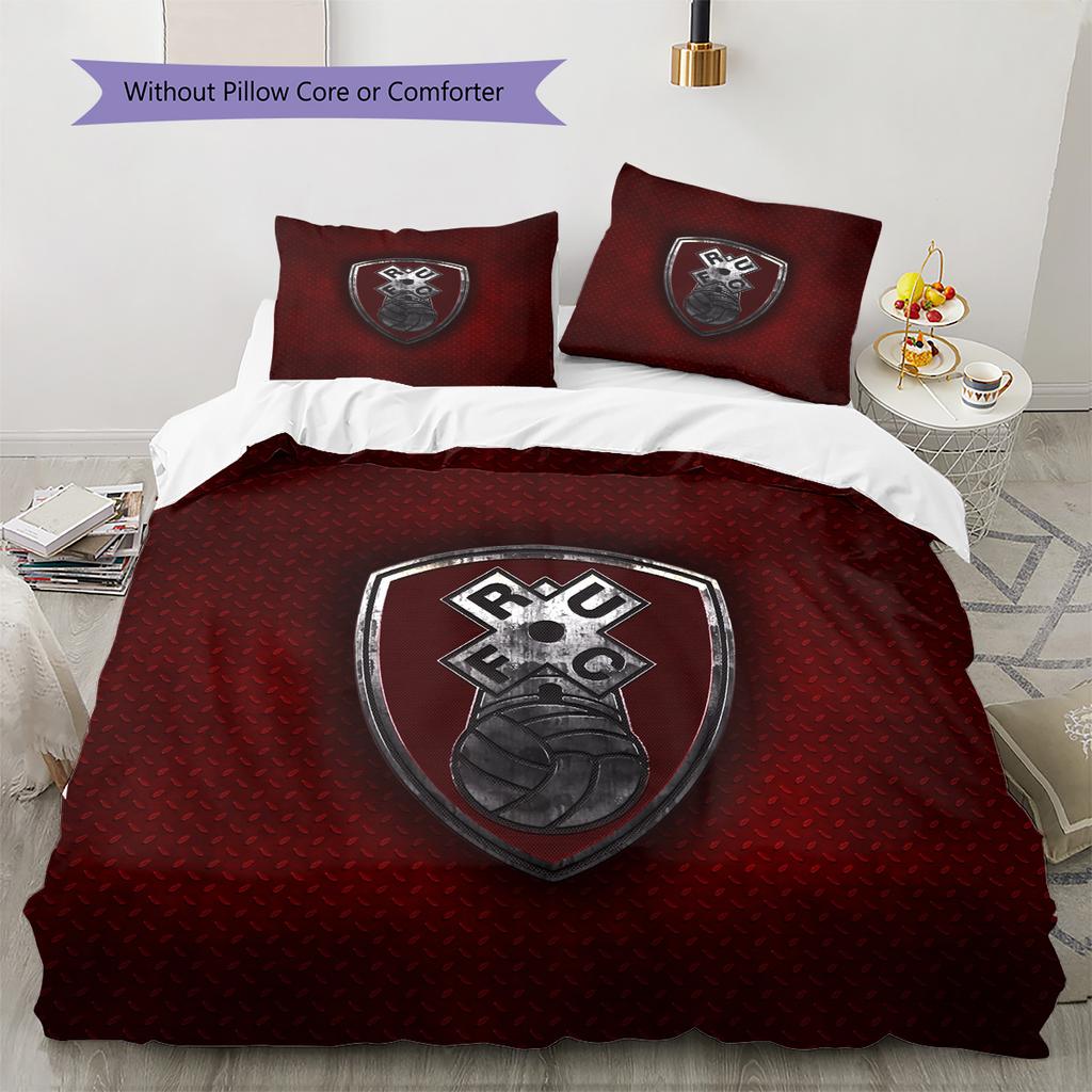 Rotherham United F.C. Pattern Bedding Quilt Set Home Decoration Gift (1 * duvet cover + 2 * pillowcase without core)