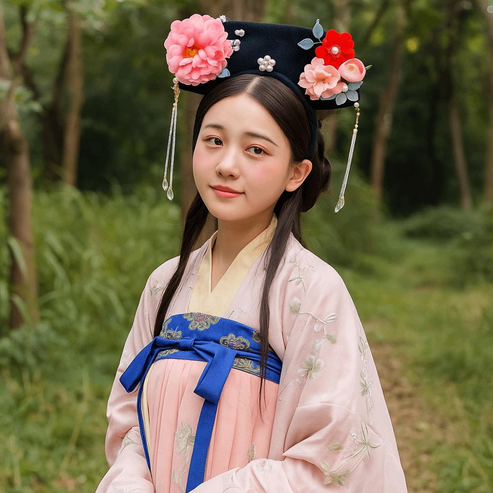 Non-slip Flower Headwear Traditional Pearl Headband Ancient Style Hair Hoop for Women Girls