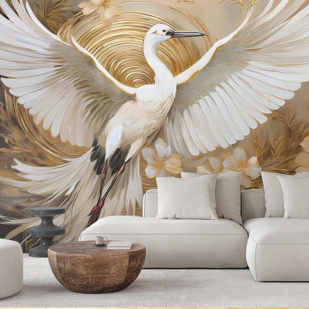 Wallpaper Birds Abstract Flowers