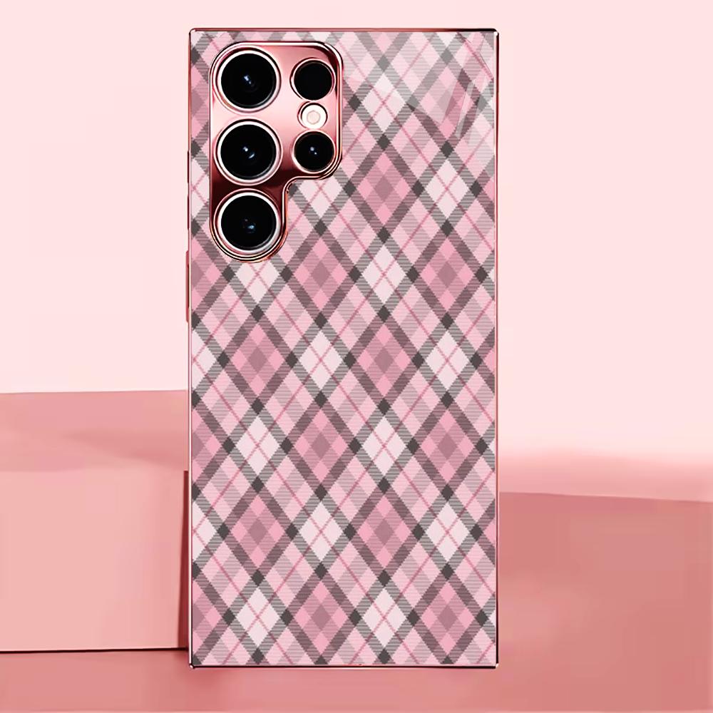 Новый тканевый чехол Madam розового цвета Madam с стеклянной вставкой для Samsung Galaxy S26 S25 S24 S23 S22 S21 FE Ultra Plus Ударопрочный Женский