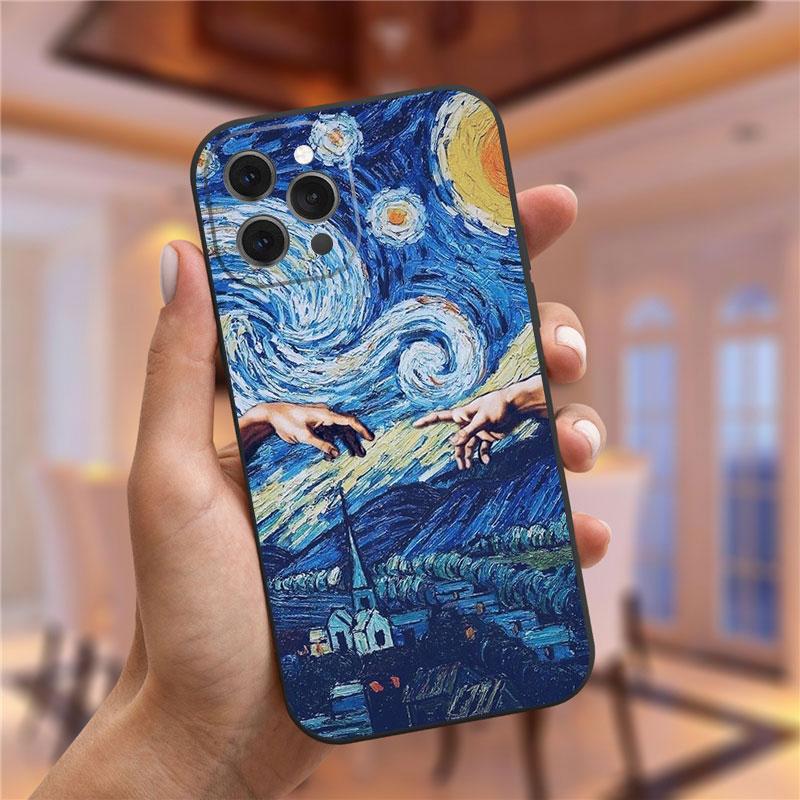 Винсент Ван Гог Звездная ночь цветок чехол для телефона для iPhone 13 12 11 Pro Max Mini X XR XS 8 7 6S Plus Мона Лиза Дэвид Мягкий чехол