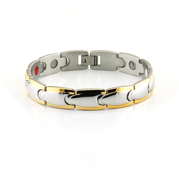 Ikuinen Magnetic Bracelet Men Stainless Steel Magnet Germanium Gold Chain Bracelet Male Christmas Bracelet for Men Jewelry