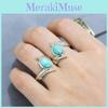 Silver Alloy Feather Ring With Turquoise Inlay For Women Stylish Hand Accessory