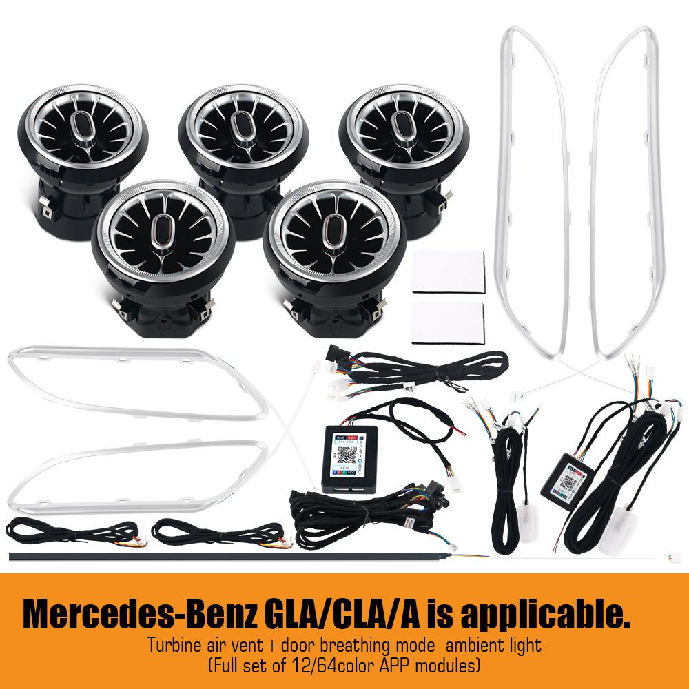 Для Mercedes-Benz A/CLA W176/CLA W117/GLA W156 13-18 12/64 цвета Подсветка салона Светодиодная подсветка Декоративная лампа для воздуховодов турбин