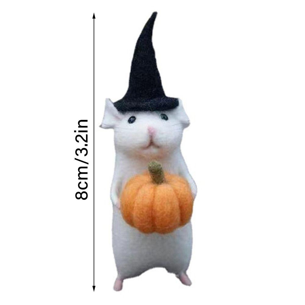 С тыквой Хэллоуин мышь ручной работы рождественский орнамент мышь прекрасный узор шерстяной войлочный мышь