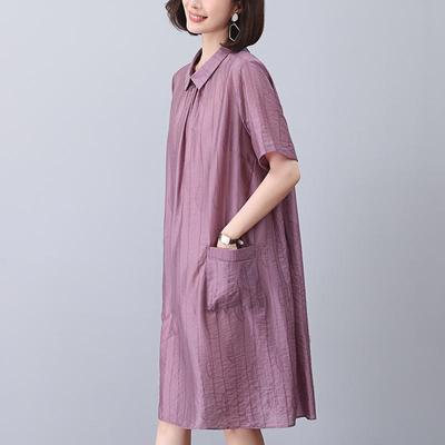 Женское летнее платье из тенселя свободного кроя больших размеров 2024 - Модная тонкая прямая юбка для мам среднего возраста