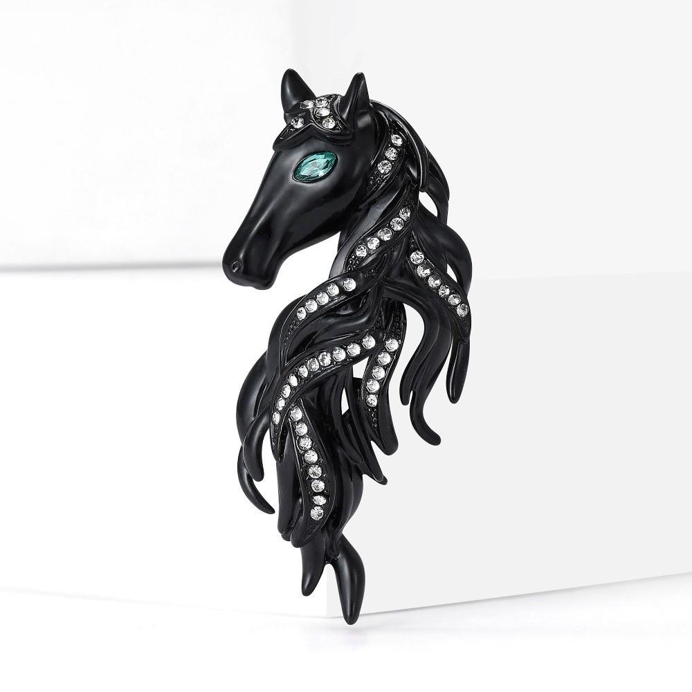 Luxury Horse Head Brooch Rhinestone Dripping Oil Enamel Jewelry Accessories Party