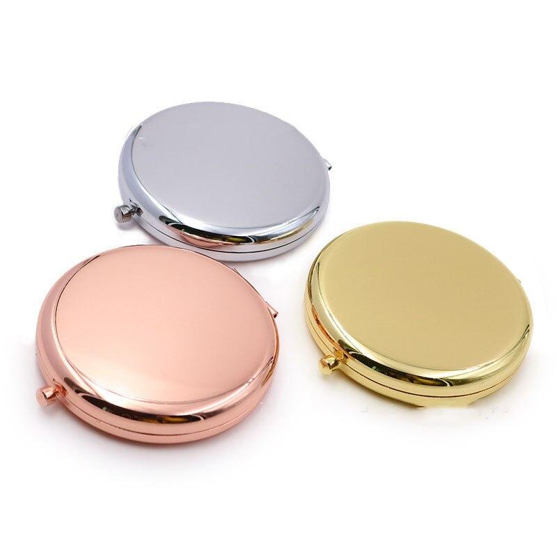 Double-sided Mirror Gold 65mm Flat Folding Portable Metal Makeup Mirror Creative Gifts