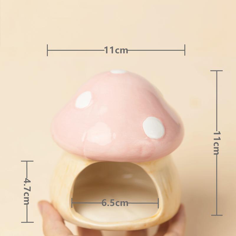 Cute Ceramic Mushroom House Pet Items Hamster Cage Small Pet Bowl For Rabbit Ferret Rat Chinchilla Hedgehog Pet Products