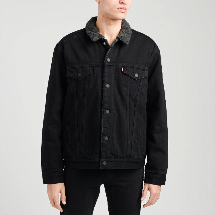 Джинсовая куртка Levis с флисовой подкладкой из хлопка, зимняя, унисекс, черная 16365-0054