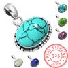 925 Sterling Silver Pendant Women Gemstone Handmade Jewelry Easter Gift Blue Green Purple Copper Turquoise Pearl Lapis Mother Of Pearl Fashion