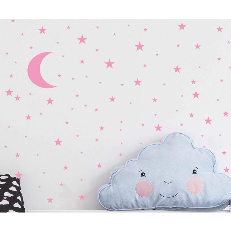 Комбинация звезд и луны, настенная наклейка для детей, детских комнат, спальни, фона, домашнего декора, обоев, самодельных наклеек, детских наклеек