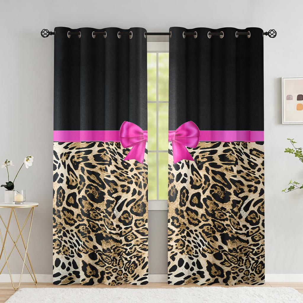 Шторы с леопардовым принтом для гостиной, роскошные плотные шторы принцессы с розовым бантом для спальни, занавески с зеброй для окон