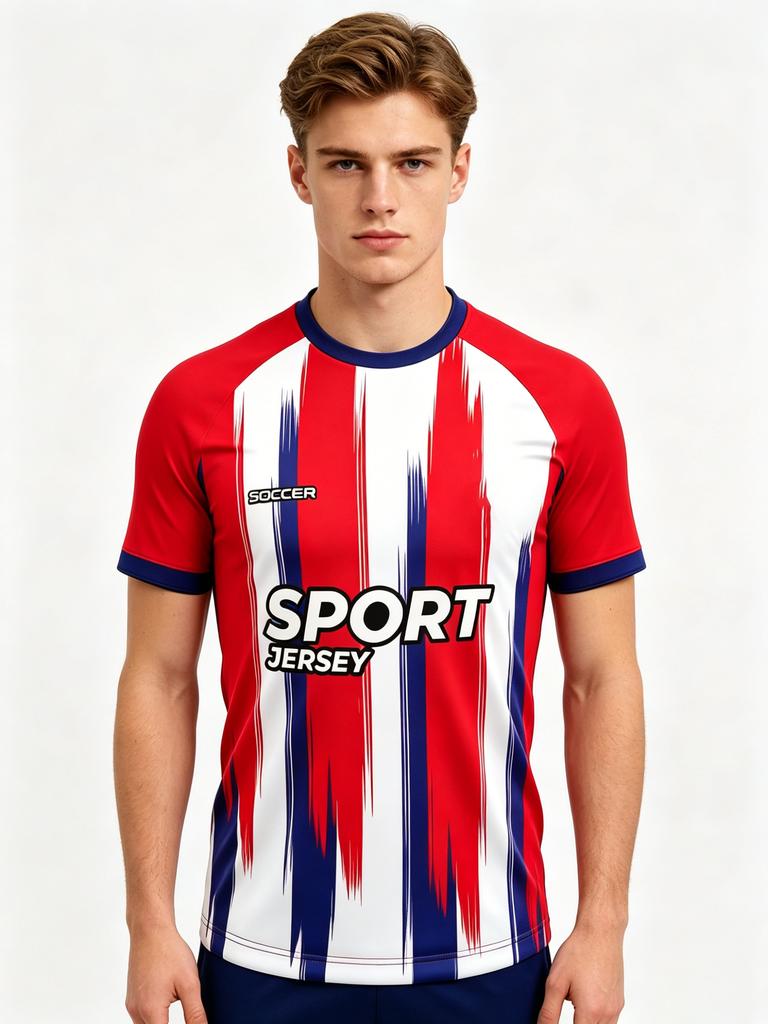 Custom Men's Soccer Jersey Most Popular 100% Polyester Breathable Short Sleeve Plus Size Sublimation Quick Dry