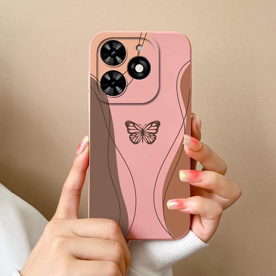 Чехол для Tecno Spark Go 2024 Простой Сердечко Мягкий Жидкий Силикон Защита Камеры Задняя Крышка Для Tecno SparkGo Funda Чехол для Телефона