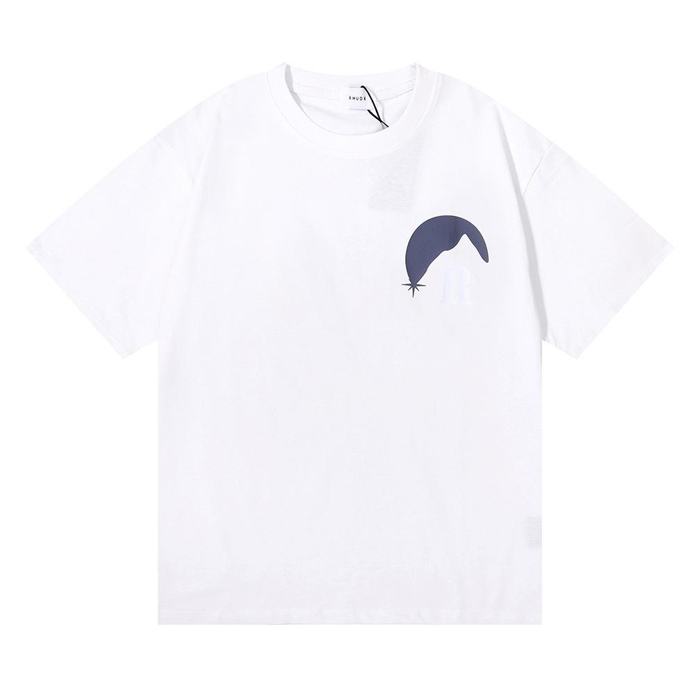 Cross-border European and American trendy brand RHUDE sunset design sense letter printing short-sleeved T-shirt men and women couples high street
