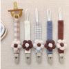 Plastic Flower Dummy Nipple Holder Plaid Embroidery Pacifier Clips Retro Baby Pacifier Chain  Girls
