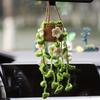 Charming Handmade Crochet Potted Plant Car Mirror Hanging Decor - Soft, Adjustable Rope for Safe Driving, Perfect Gift Idea