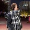 Высококачественный клетчатый шарф в корейском стиле: Теплая, Утолщенная Шаль, Похожая на Кашемир, для Студентов и Пар