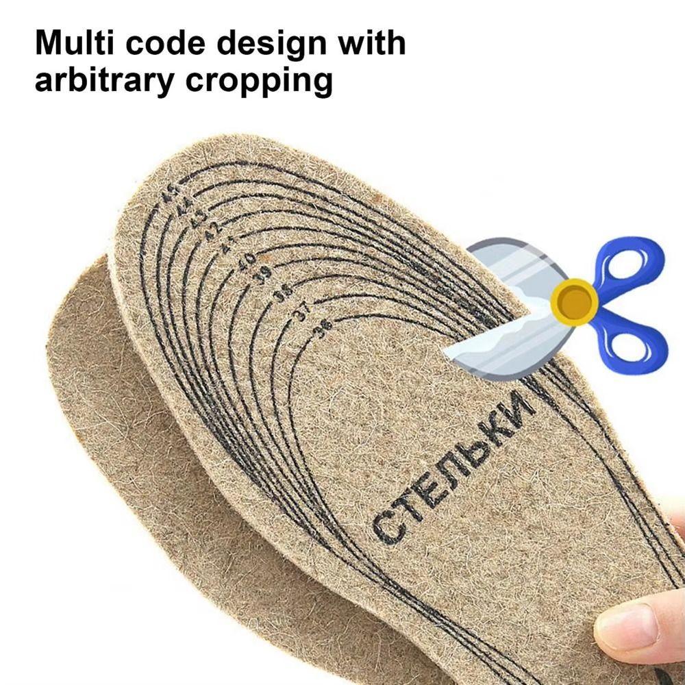 1/2/4 Pairs Soft Plush Wool Felt Insoles Heat Pad Winter Warm Shoes Cushion  Keep Foot Warm