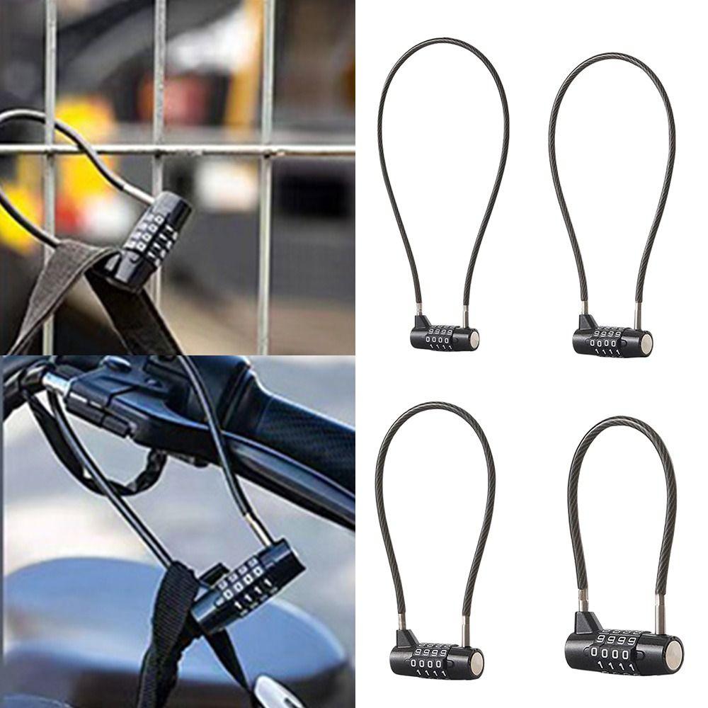 Anti-theft 4 Digit Combination Lock Wire Rope Gym Safety Coded Lock for Travel & Home