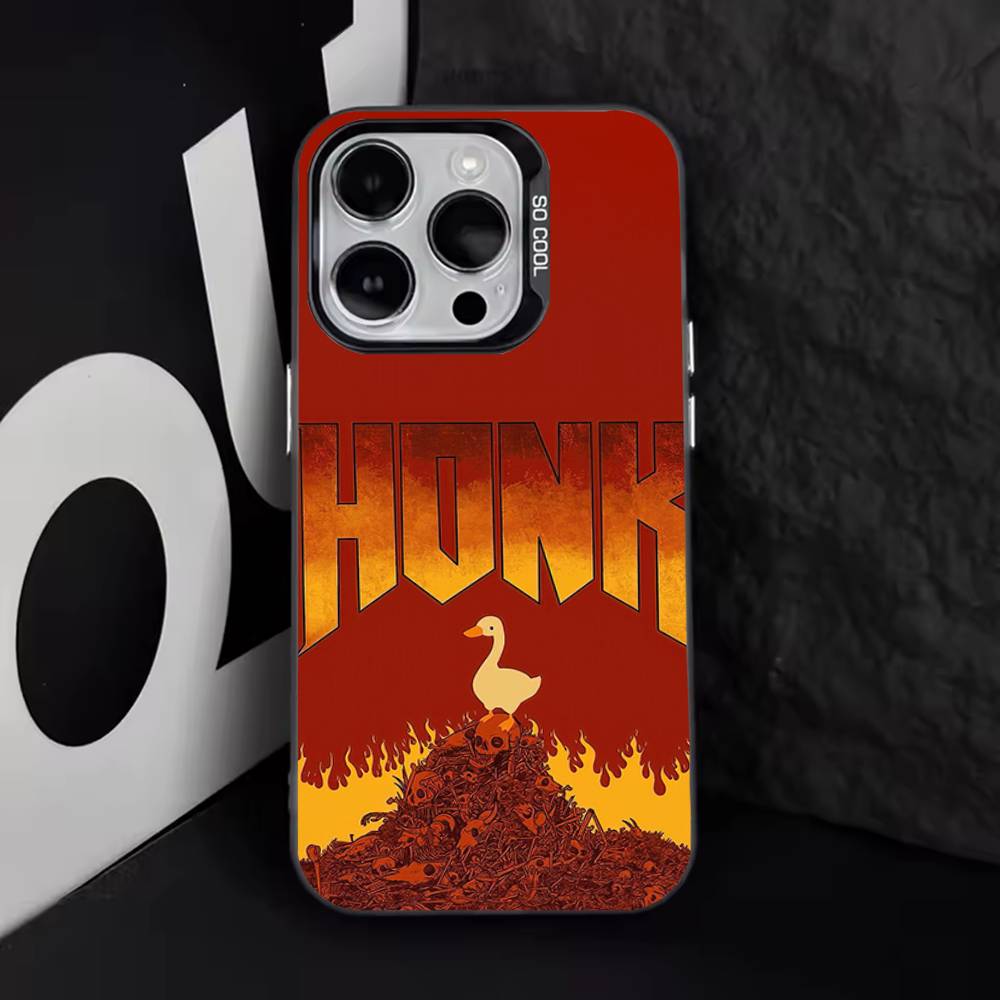 Смешной мультяшный D-Утка Для iPhone 11,12,13,14,15,16,17,Pro,Max,Plus,E,Air,Mini Чехол для телефона IMD Матовый черный