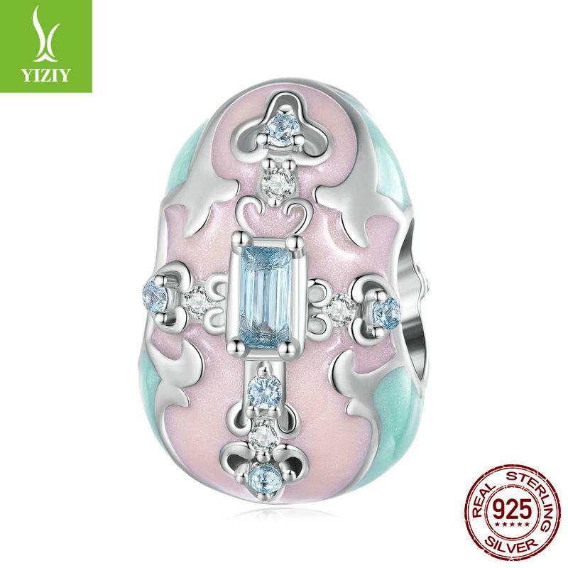 Пасхальный кролик, серия яиц, сделай сам, браслет из бусин, детский, забавный, аксессуары из серебряных бусин 925 пробы