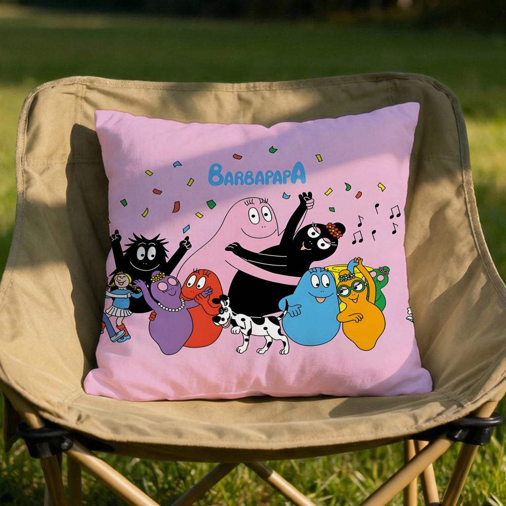 Cartoon BBarbapapa Cushion Cover Soft Reversible Durable Pillow Cover MultiScene Use for Home Car Daily Comfort