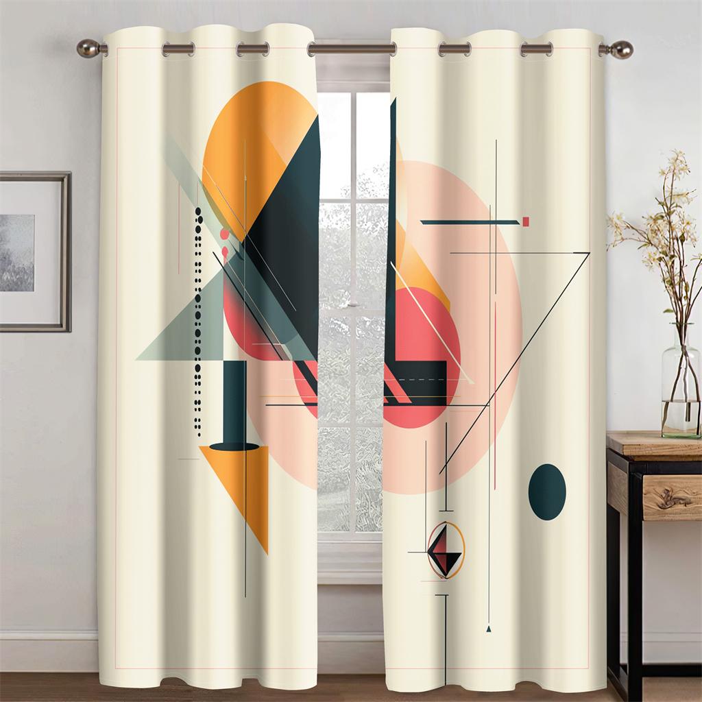 Современные минималистичные шторы с геометрическим цветным линейным узором, декор для детской комнаты, гостиной, спальни, кухни, балкона, 2 панели