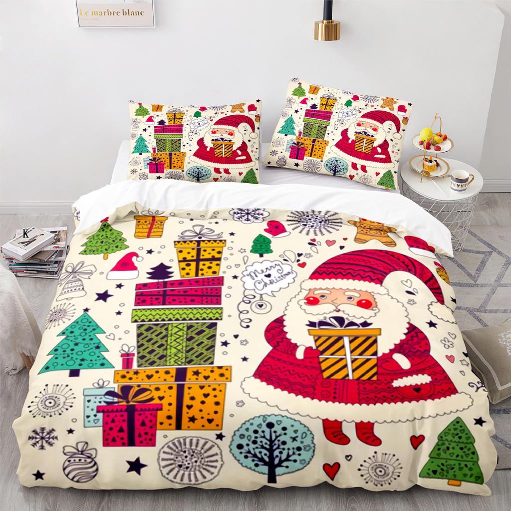 3d Three-piece Set European and American Size Santa Claus Quilt Cover Home Textiles