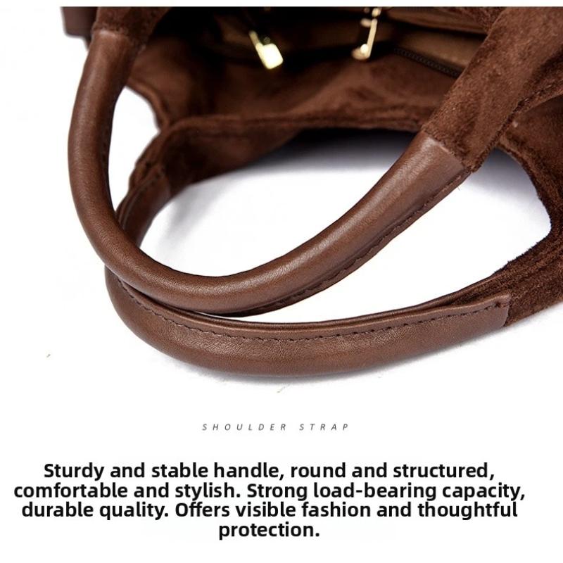 2025 Новый Женский Сумка-Тоут из Замши Матовой Большой Вместимости Ретро Мамина Сумка Наплечная Сумка-Кроссбоди Повседневная Простая Сумка с Верхними Ручками