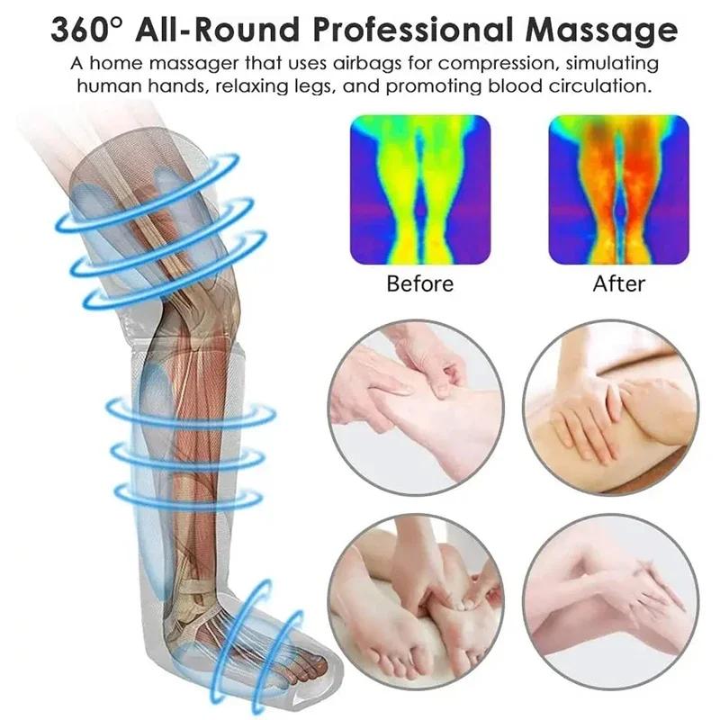 6 Modes 360° Foot Air Pressure Leg Massager Promotes Blood Circulation Muscle Relaxation Lymphatic Drainage Relieve Health Care
