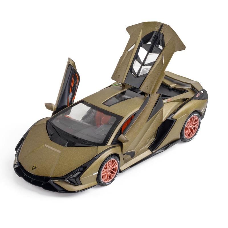 New 1:24 Lamborghini Sian FKP 37 Car Sports Car Model Diecast Sound Super Racing Car Lifting Tail Wing Hot Sale Wheels Children Boys Gift