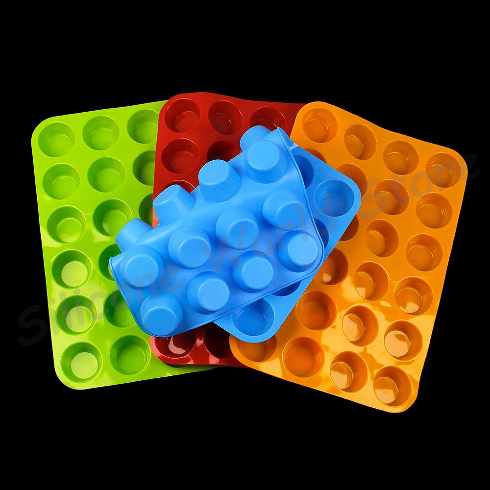 Silicone World Силиконовые формы для выпечки 24 ячейки Мини-формочки для маффинов Мыло Печенье Пуф Форма для димсамов Форма для кексов Противень Инструменты для выпечки
