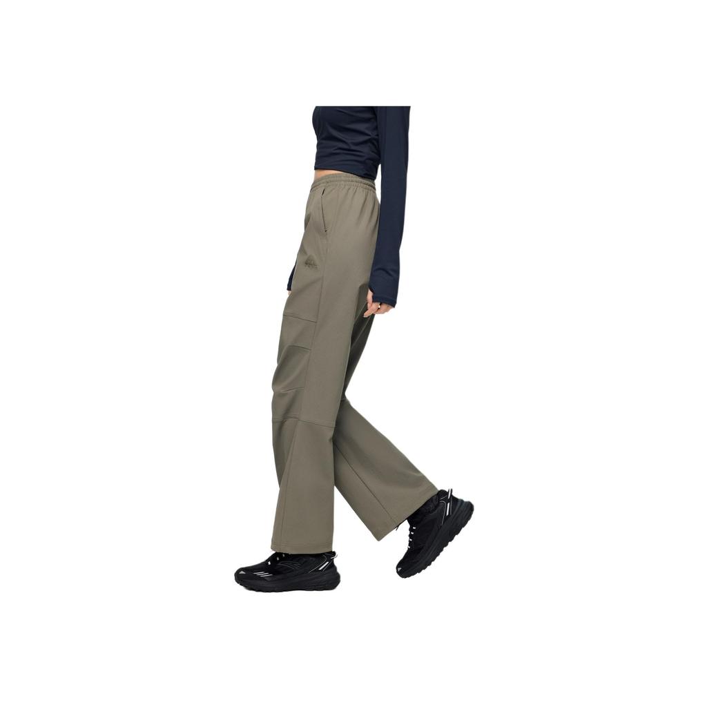 Anta Training Series Solid Color Mid-Rise Water-Resistant Two-Way Stretch Straight Leg Casual Pants Women Bottoms Deep-Green 962417501-3