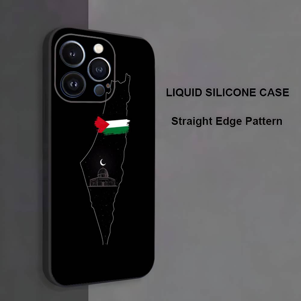 Чехол для телефона с флагом Палестины для iPhone 17,16,15,14,13,12,11 ,Pro Max,XS,X,XR,SE,Mini,8,7, Мягкий силиконовый черный чехол