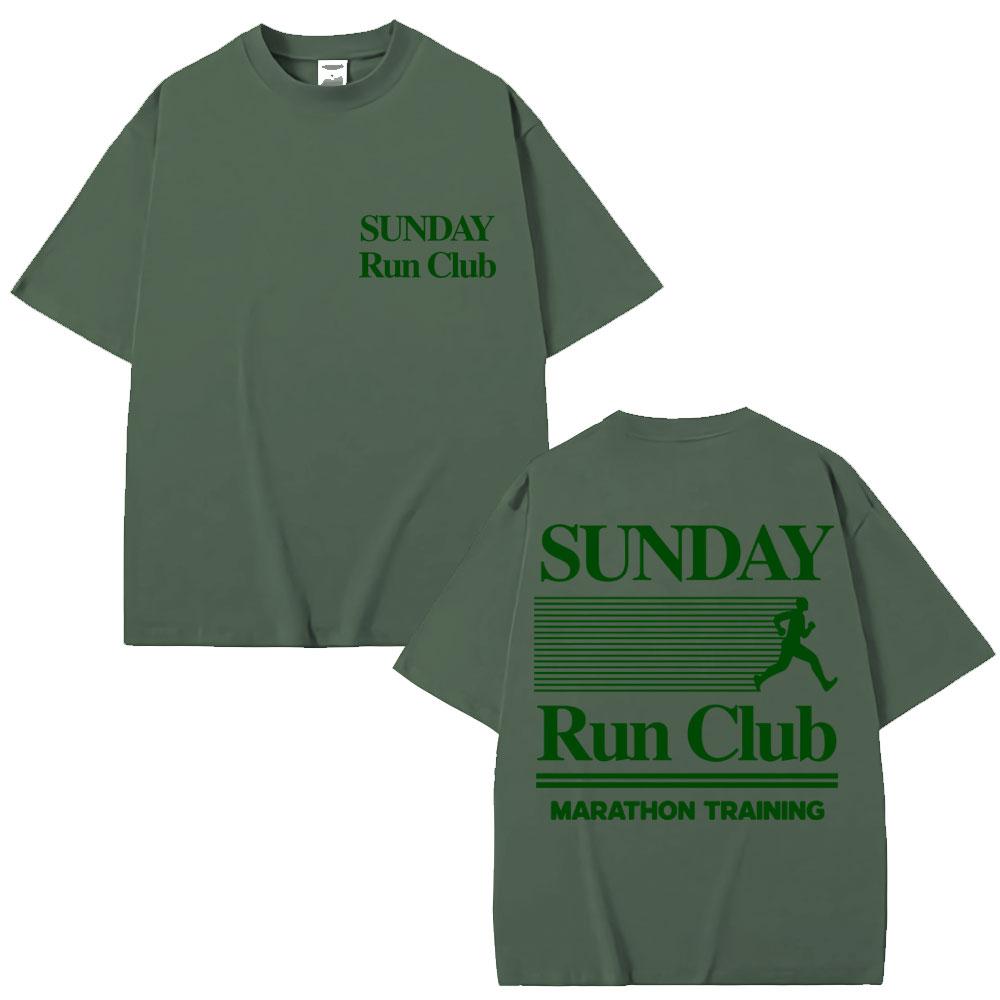Sunday Running Club Graphic Summer T Shirt Cotton Breathable Sporty  Jogging Tshirts Unisex Women Oversized Cotton Casual Tshirt