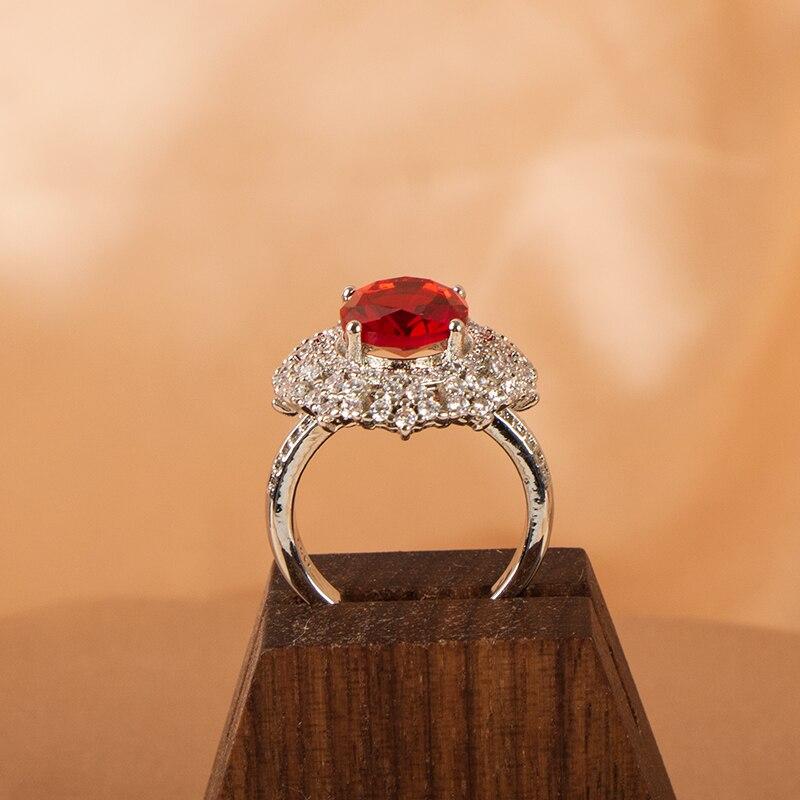 Cellacity Vintage 925 Sterling Silver Rings for Women with Oval Shape Ruby Gemstone Female Jewellery Ring Wedding Party Gifts