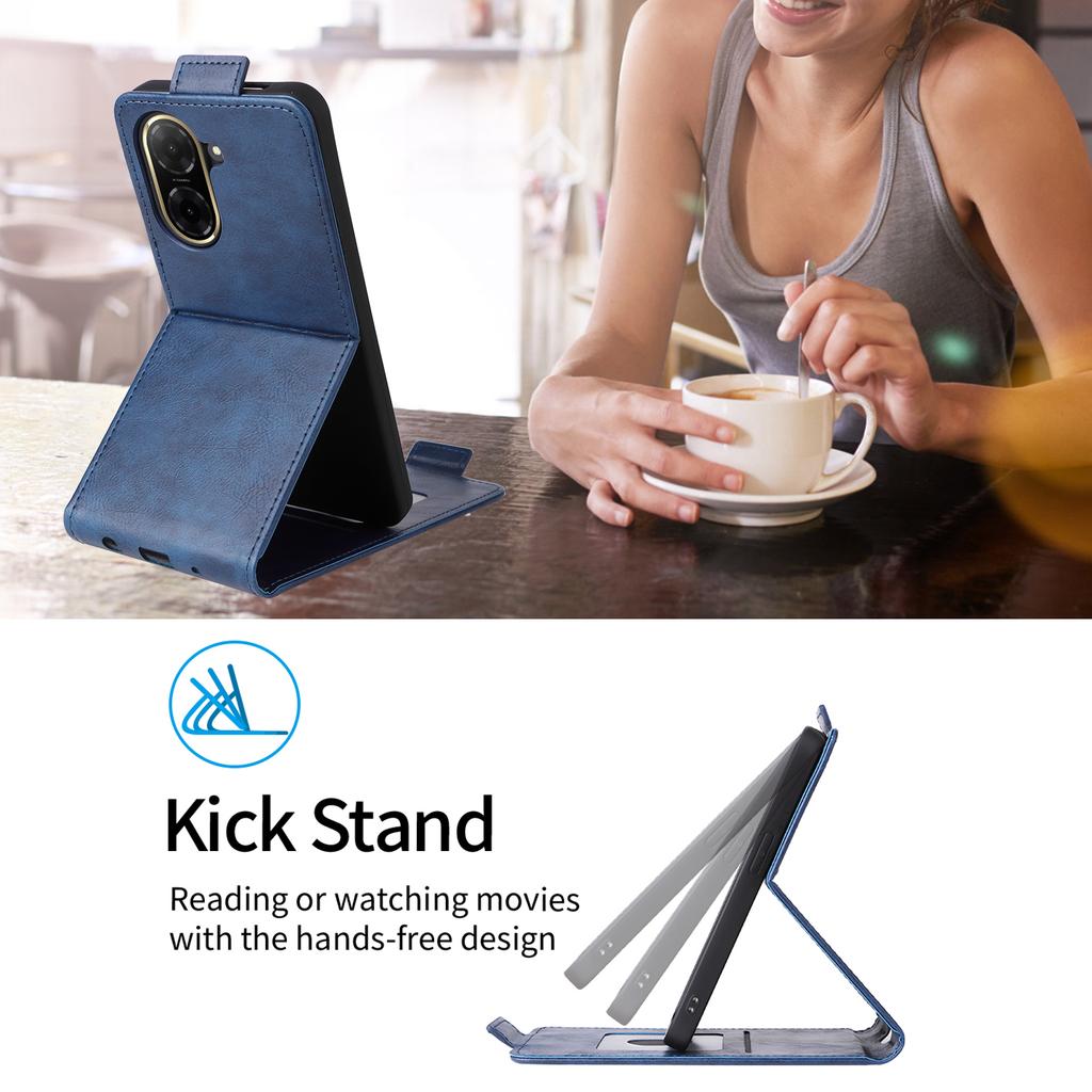 For Xiaomi Redmi A5 4G (171.7mm)/Poco C71 4G Stand Case Magnetic Clasp Vertical Flip Leather Phone Cover with Card Holder