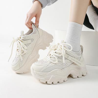 2025 новые весенние туфли на платформе в стиле папа, женские, увеличивающие рост на 7 см, универсальные, удобные, дышащие и легкие повседневные спортивные туфли