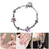 Fashionable Pink Zircon Cherry Bracelet Lovely Pink Crystal Sakura Wrist Chain Jewelry Wristband for Women and Girls